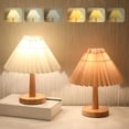 thumbnail image 1 of Fiudx Lámpara de Mesa, Brillo Regulable, Pantalla de Tela de Lino, Alimentación Por Usb, Base de Madera Maciza, Bombilla Led Incluida, Ideal para Dormitorio, Sala de Estar, Oficina, Dormitorio, 20 X, 1 of 7