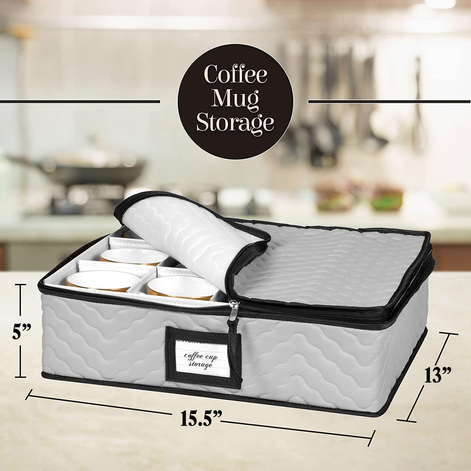 China Storage Containers 5-Piece Set Moving Boxes for Dinnerware, Glasses, Plates, Mugs and Saucers Sturdy Quilted Microfiber Dish Organizer with Dividers for Seasonal Storage - Holds Set of 12