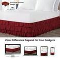 thumbnail image 4 of CCNY 10" Inch Drop Multi Ruffled Bed Skirt California King Size 100% Microfiber Made Burgundy Color, 4 of 6
