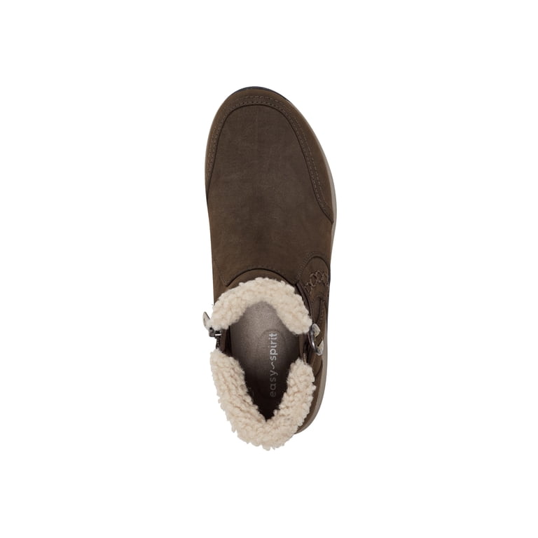 Easy Spirit Women's Brower Ankle Boots - Faux Fur Cuff With Buckle Straps & Lug Sole