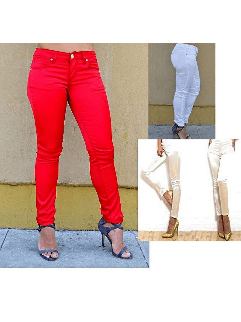 COSTLY Girl Womens Sexy Satin Solid RED/White Color Skinny Fit