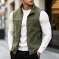 thumbnail image 5 of Riecok Fleece Vest for Men with Pockets Sleeveless Stand Collar Zip up Jackets Thermal Solid Warm Casual Outerwear Army Green L, 5 of 6