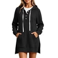 thumbnail image 2 of SYwaren Women's Longline Hoodie Sweatshirt Button Drawstring Pullover Side Slit Pockets Solid Color Tops, 2 of 9