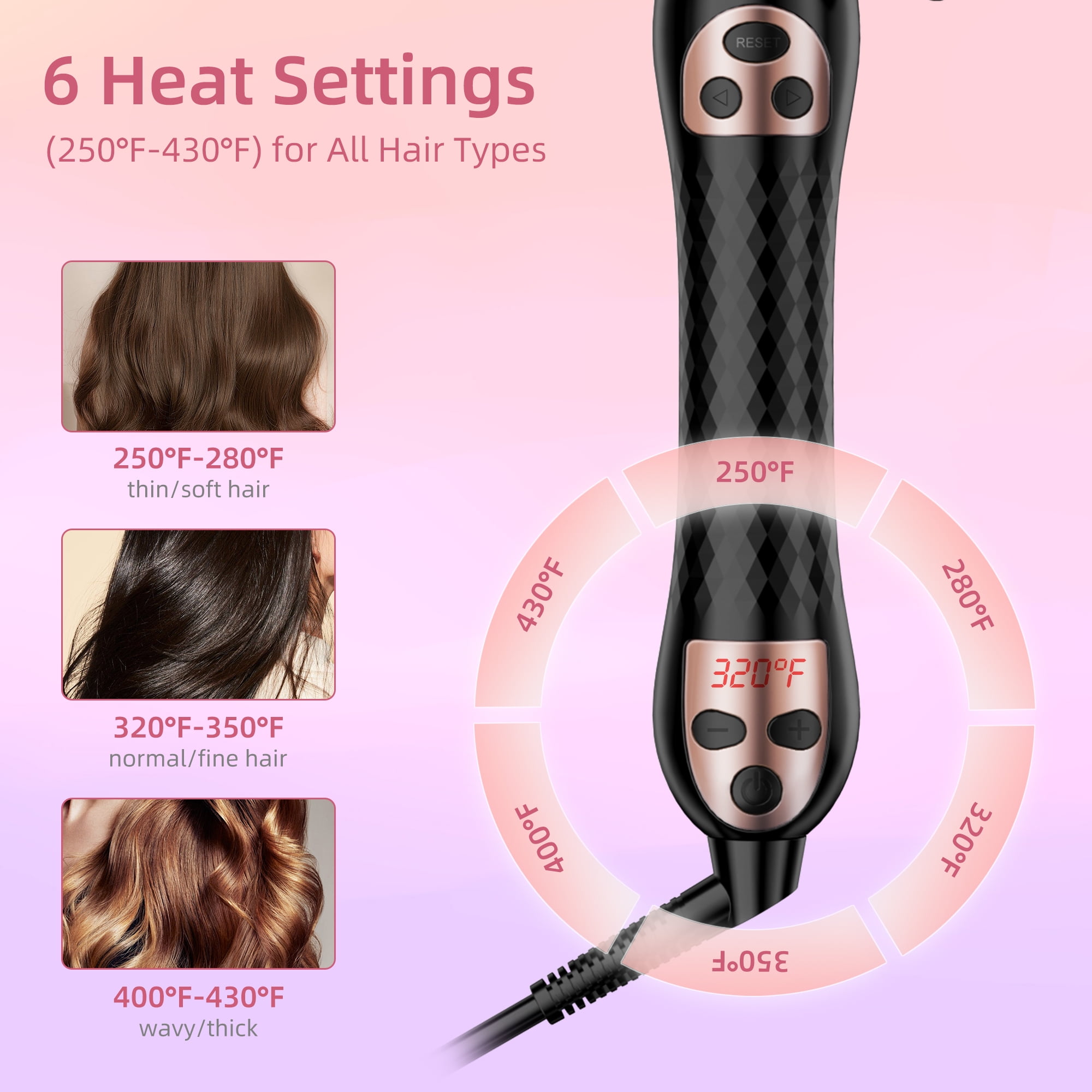 Berlaney Automatic Rotating Curling Iron, 1.25" Self Hair Curler Wand, Beach Waves Curler, Dual Voltage Fast Heat Ceramic Barrel for All Hair Types, Black