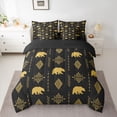thumbnail image 2 of Feelyou Hippie Bear Bedding Comforter Set 7pcs, Yellow Damask Aztec Queen Bedding Sets, 2 of 8