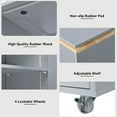 thumbnail image 5 of Aukfa Rolling Kitchen Island with Extended Table, LED Lights & Power Outlets,Gray & Blue, 5 of 7