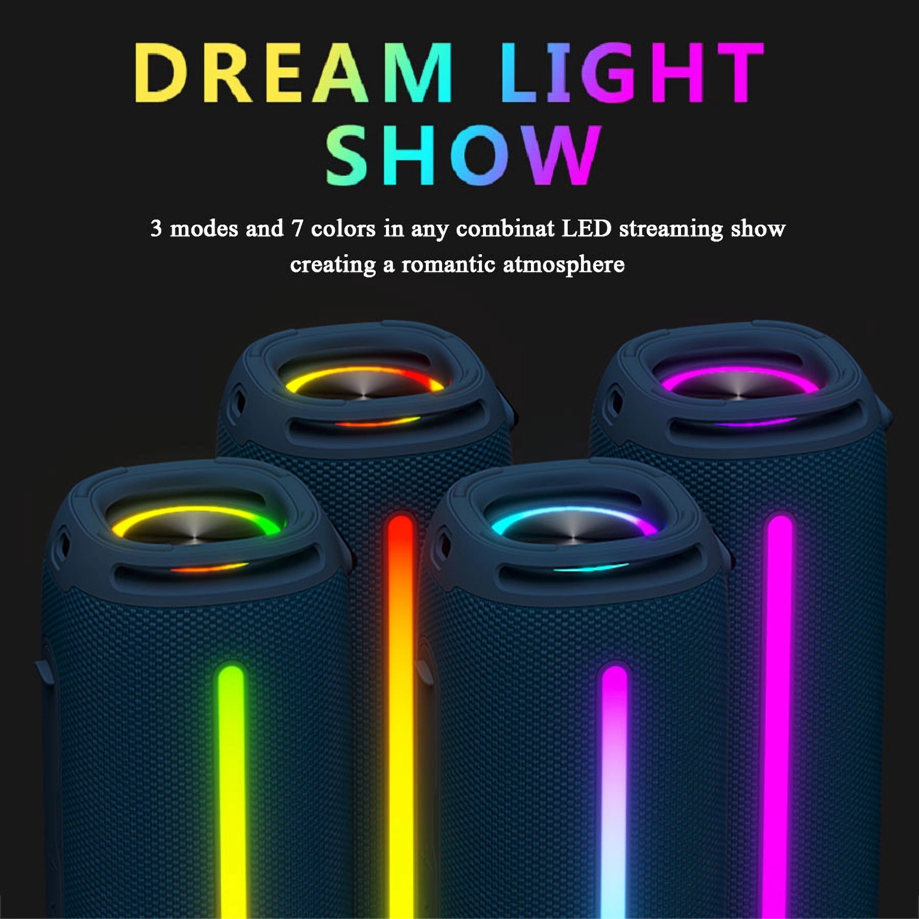 SCIJOY 50W Bluetooth Speaker - Portable Waterproof Speaker with Powerful Sound, Deep Bass, LED Lights, FM Radio