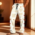 thumbnail image 2 of Txeol Men's Plaid Pants Love Heart Print Pajama Bottoms with Pockets Lightweight Straight Leg Drawstring Waist Lounge Pants,White,S, 2 of 10