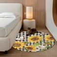 thumbnail image 2 of Round Area Rug 3 Ft, Sunflowers Washable Non-Slip Circle Carpet for Living Room/Bedroom, Yellow Flowers Butterfly Farmhouse Black Plaid Low-Profile Small Floor Mats Collection Rugs for Indoor, 2 of 8