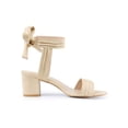 thumbnail image 3 of BLISSFUL STEP Women's Open Toe Ankle Tie Back Block Heels Sandals Beige (Size 6.5), 3 of 7
