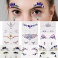 thumbnail image 2 of Pegatinas de tatuajes faciales con taladro brillante, para decoración de pegatina 3D Festival, Fiesta, Carnaval, escenario, actuación, maquillaje, clavícula facial, 2 of 4