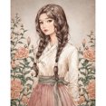 thumbnail image 1 of Cuadros Decorativos 5D DIY Diamante Pintura Full Round Drill Girl con flores de diamantes de imitación Likrtyny embutido en tela, 1 of 9