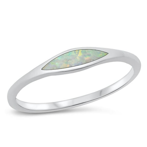 CHOOSE YOUR COLOR White Simulated Opal Ring .925 Sterling Silver Band CZ Jewelry Female Size 10