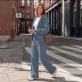 thumbnail image 4 of SUNBS Women's Sweatsuits 2 Piece Outfits for Women Two Way Zipper Jacket Hoodies Fall Oversized Loungewear Sets with Wide Baggy Leg Sweatpants with Pockets, 4 of 9