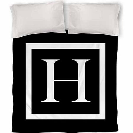 IDG Classic Block Monogram Duvet Cover, Black