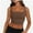 Brown, variant on Women’s Sleeveless Crop Tops Square Neck Workout Fitness Basic Cropped Tank Top