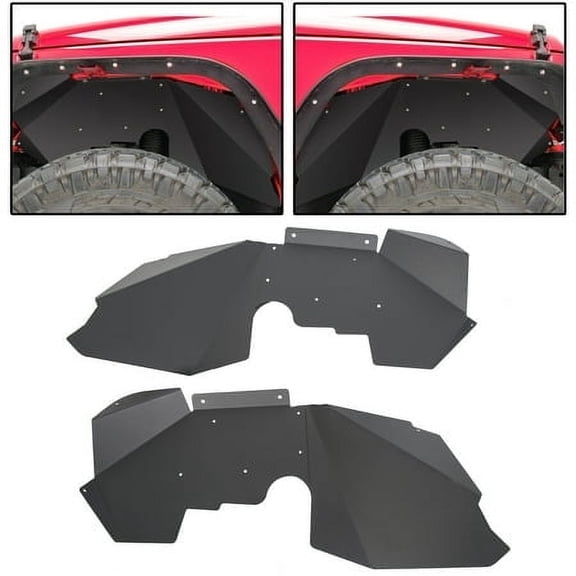 KOJEM Front Inner Fender Liners for 2007-2019 Jeep Wrangler JK JKU 4WD Heavy Duty Aluminum Splash Guards Flares