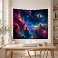 thumbnail image 5 of Ringed Planet Above Luminous Cosmic Peaks, Mystical Fantasy for Astronomy Fans, Space Landscape Art, Housewarming Gift, Tapestry Wall Hanging for Living Room and Studio, 5 of 7
