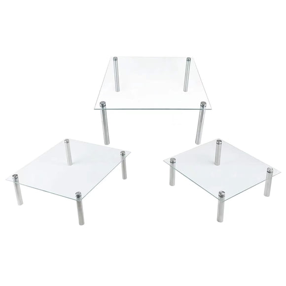 Juego de 3 soportes cuadrados de vidrio templado para tartas de 8 10 13 pulgadas, plato de exhibición para mesa de postre