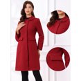 thumbnail image 2 of DARING DIVA Women's Trench Peter Pan Collar Single Breasted Long Pea Coat XL Dark Red, 2 of 6