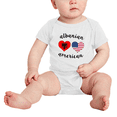 thumbnail image 2 of Albanian American Flag Two Hearts Cute Baby Bodysuit Baby Clothes (White, 6-12 Months), 2 of 5