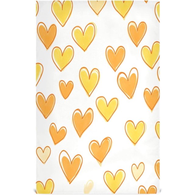 Yellow Orange Hearts Kitchen Washcloths, 28x18 Inch Hand Towel Bulk, Farmhouse Towels Kitchen