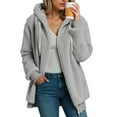thumbnail image 2 of Sherpa Fleece Jacket For Women Full Zip Oversized Long Sleeve Hooded Fuzzy Cardigan Coat Fashion Winter Outwear, 2 of 5