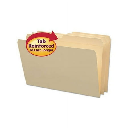 UPC: 0086486153263 | Reinforced Tab Manila File Folders 1/2-Cut Tabs  Legal Size  11 pt. Manila  100/Box