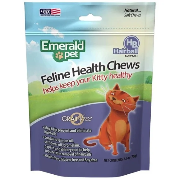 Cat, Emerald Pet Feline Health Chews Hairball Support (2.5 oz)