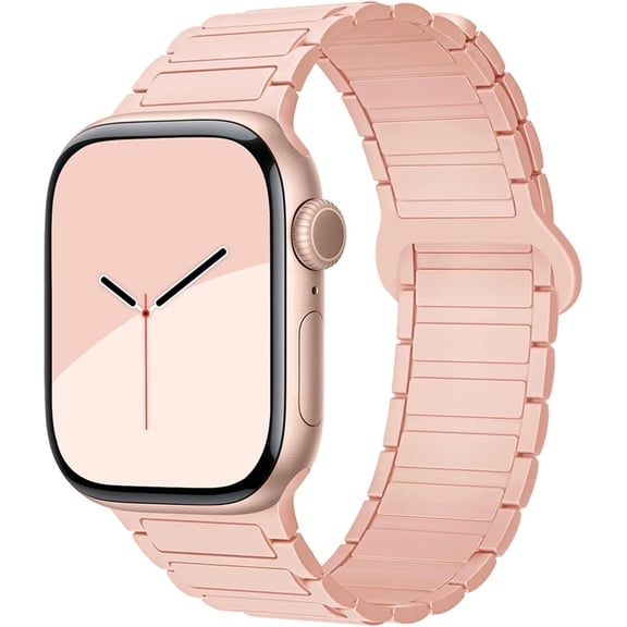 Magnetic Silicone Watch Band Compatible with Apple Watch Ultra 2 49mm, Series 10 9 8 7 6 SE, Adjustable Soft Replacement Strap for Men Women 46/45/44/42/41/38mm