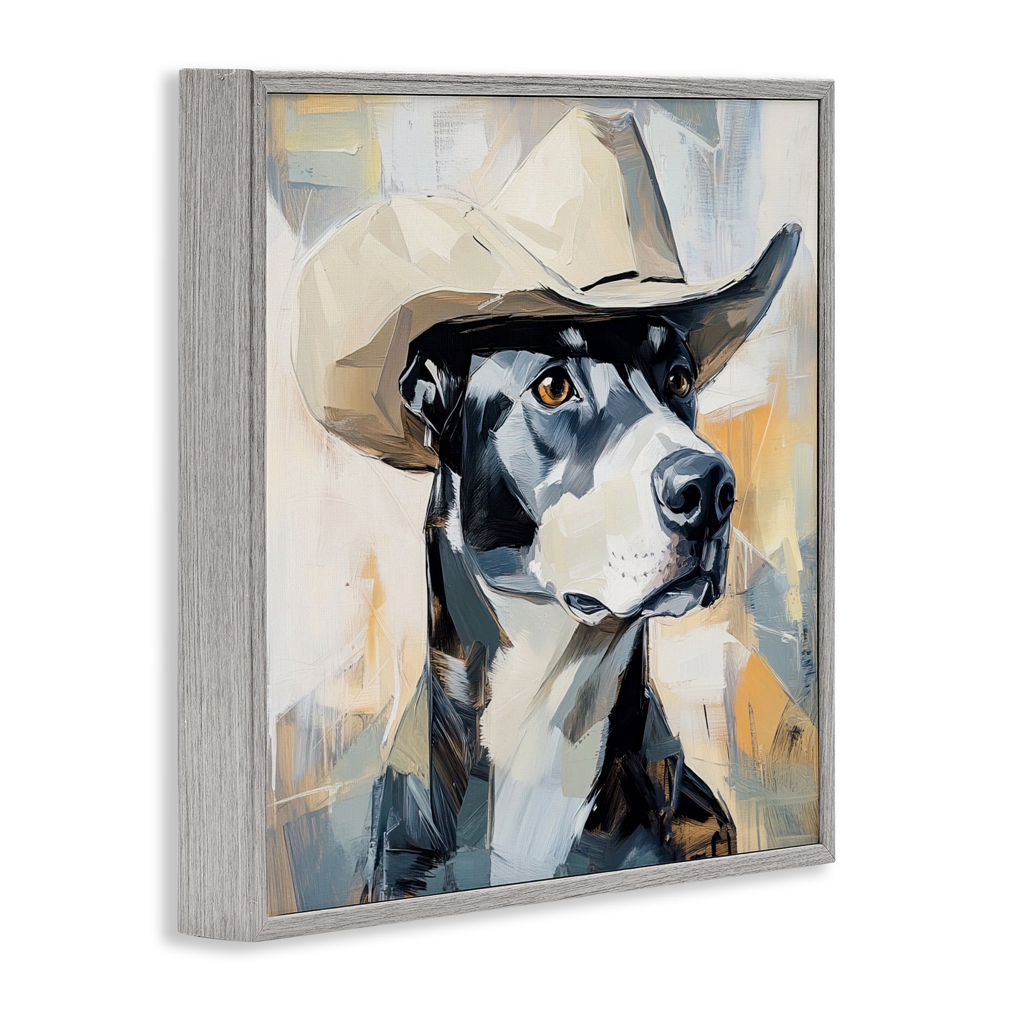 Stupell Industries Deputy Dog Cowboy Hat Gray Framed Giclee Art, design by Tina LeCour