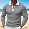 thumbnail image 5 of Kvture Men's Knit Golf Shirts Business Casual 1/4 Zip Collar Tshirt Summer Tee Long Sleeve Classic Color Block Tees Gray Pullover XXXL, 5 of 5