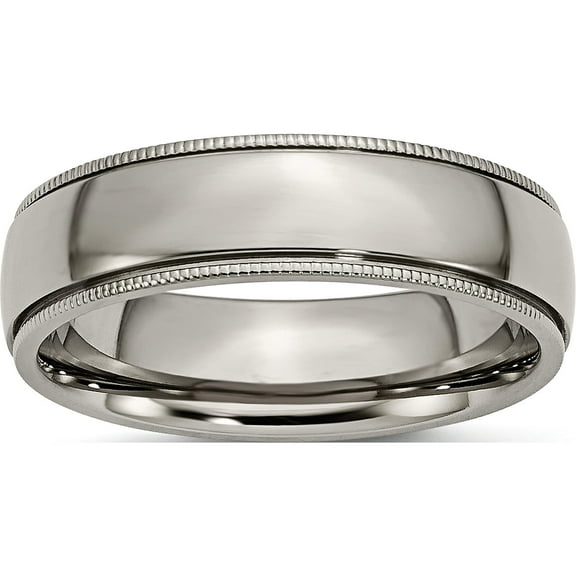 Titanium Polished 6mm Grooved And Beaded Edge Band (Size 6) Made In China tb132-6