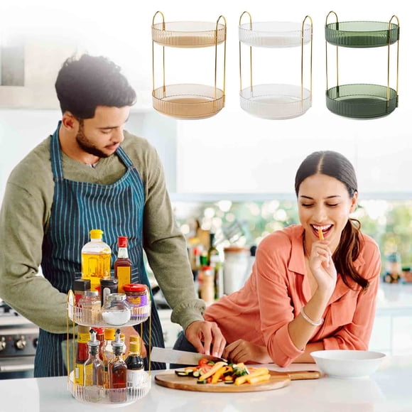 Organizador de maquillaje giratorio de 360° con estanterías ajustables - Caja de almacenamiento acrílico cosmético de gran capacidad para tocador, encimera de cocina, baño y escritorio