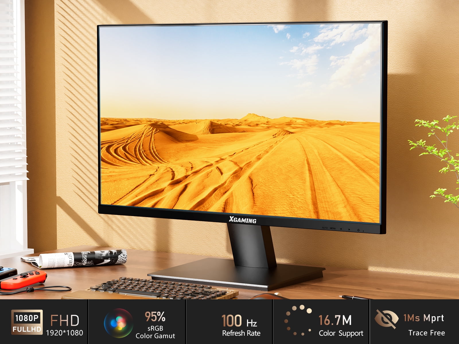 Ultra-thin 24inch 100Hz Computer Monitor, FHD 1080P LCD Monitor Screen, memzuoix 1920 x 1080 Gaming PC Monitor IPS HDR Display with Low Blue Light Eye Care, HDMI FreeSync, VESA Compatible, Black