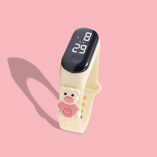 Reloj electrónico LED de muñeca de estudiante de dibujos animados, reloj electrónico impermeable táctil para natación, reloj electrónico de escuela secundaria