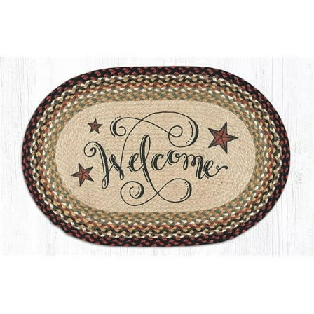 Capitol Importing  20 x 30 in. Jute Oval Welcome Barn Stars Patch