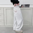 thumbnail image 6 of TOWED22 Girl’s Elastic Waist Jeans Straight Leg Demin Pants Casual Stretch Long Pants with Pockets White,7-8 Y, 6 of 7
