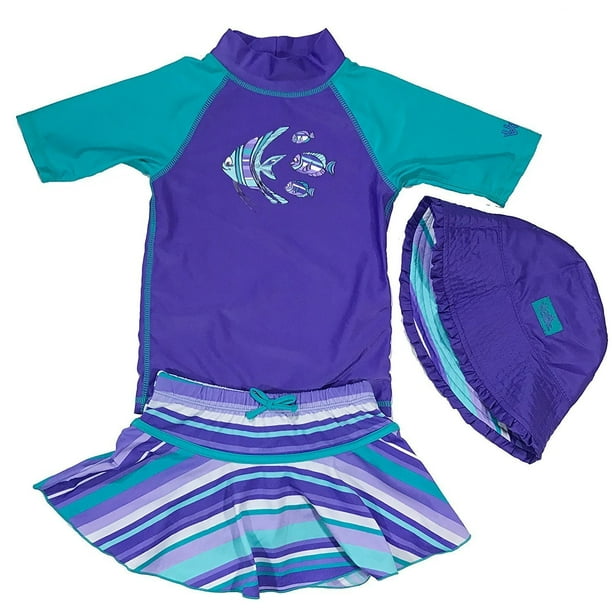 UV Skinz Girls' 3piece Swim Set. UPF 50+ Sun Protection Swim Set