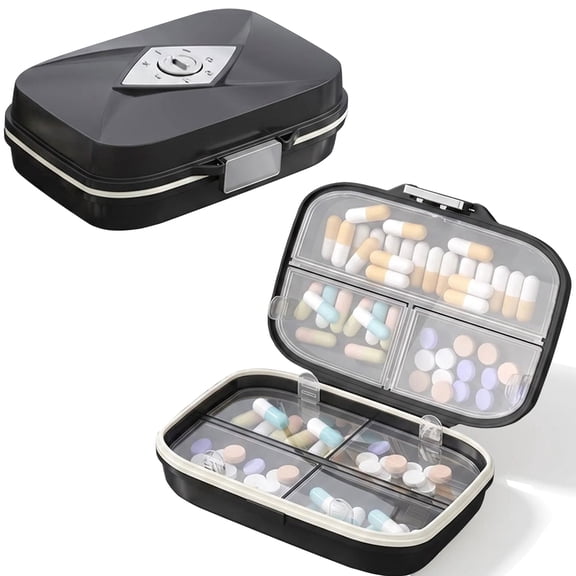 BIDUKA 7 Day Pill Organizer, Large Capacity Triple-Seal Moisture-Proof Medicine Case, Food-Grade Portable Travel Storage Box for Pills, Vitamins, Jewelry & SD Memory Cards, Matte Black