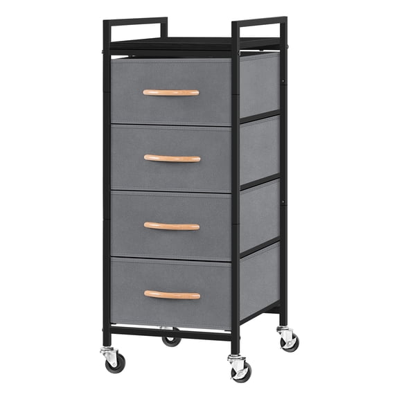 4-tier chest of drawers Wardrobe storage cabinet Tower clothes storage drawer Small black bedside table Fabric storage unit With wooden top