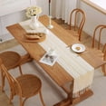 thumbnail image 3 of GHSDFBB Boho Table Runner Rustic Style 13\u201cx60\u201d, Cream Hollow Farmhouse Linen Table Runner 60 Inches Long with Tassels for Dining Room Kitchen, 3 of 3