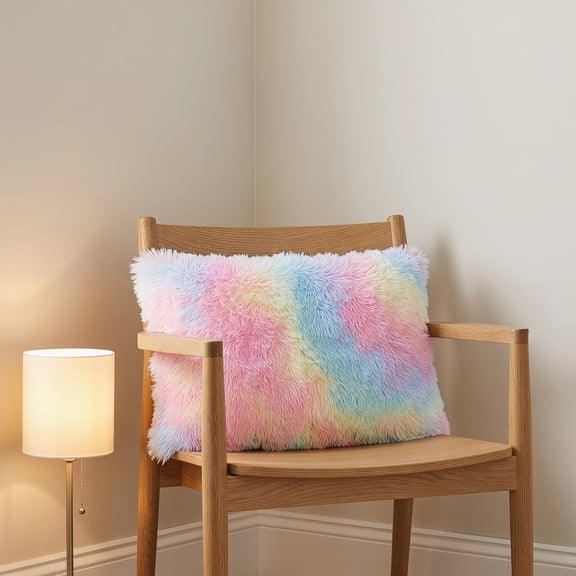 Homoyoyo Fuzzy Pillow Case Decorative Cloth Long Pillowcase for Dormitory 1Pack