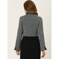 thumbnail image 3 of DARING DIVA Women's Lapel Collar Vintage Plaid Tweed Cropped Jackets Blazer Black M, 3 of 6