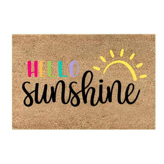 LAMIRO Coir Mats for Front Door Mat Outside Entrance Spring Rugs for Door Entrance Welcome Doormat Outdoor Entrance Door Mats for Entrance,Patio,High Traffic Areas,16x24" HELLO sunshine