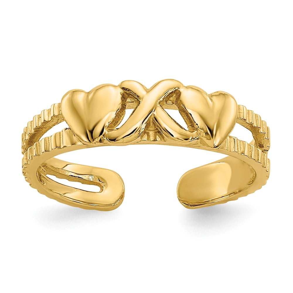 Auriga Fine Jewelry 14K Yellow Gold Hearts and X Toe Ring for Women