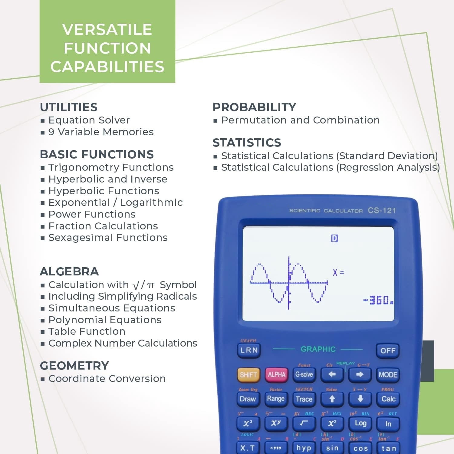 "Scientific Calculator with Graphic Functions - Multiple Modes with Intuitive Interface - Perfect for Beginner and Advanced Courses, High School or College "