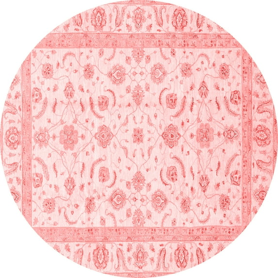 Ahgly Company Indoor Round Oriental Red Traditional Area Rugs, 7' Round