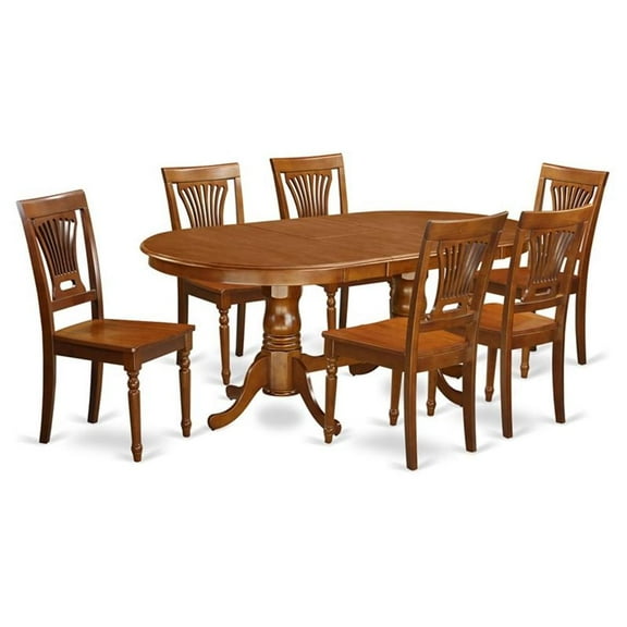 Pemberly Row 7-piece Wood Dining Table Set in Saddle Brown