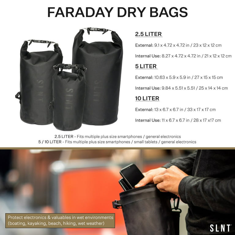Silent Pocket SP5DBB Black 5 Liter Faraday Dry Bag Full